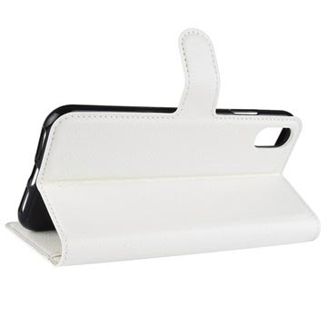 iPhone XS Max Tekstureret Flip Cover med Kortholder - Hvid