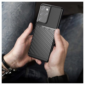 Thunder Series Samsung Galaxy S21 Ultra 5G TPU Cover - Sort