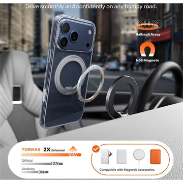 iPhone 17 Pro Max Torras O Fitness Cover med 360 kickstand - MagSafe-kompatibel - Gennemsigtig