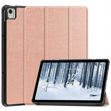 Tri-Fold Series Nokia T21 Smart Folio Cover - Rødguld