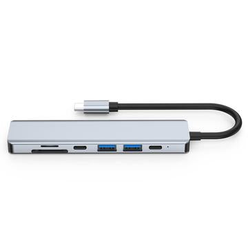 USB-C 7-i-1 hub - HDMI/USB-A/USB-C PD/SD/Micro SD - Grå