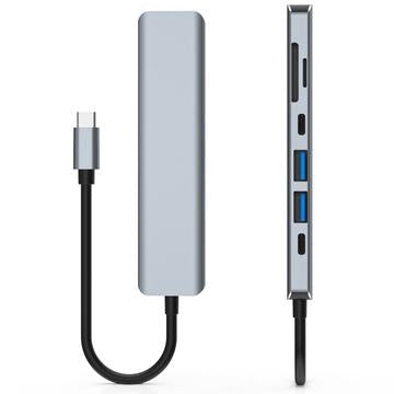 USB-C 7-i-1 hub - HDMI/USB-A/USB-C PD/SD/Micro SD - Grå