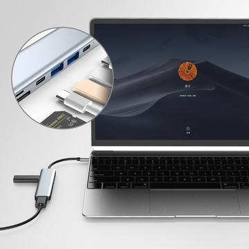 USB-C 7-i-1 hub - HDMI/USB-A/USB-C PD/SD/Micro SD - Grå