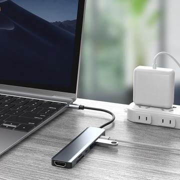 USB-C 7-i-1 hub - HDMI/USB-A/USB-C PD/SD/Micro SD - Grå