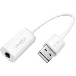 Ugreen US206 USB-A til 3.5mm lydadapter - hvid
