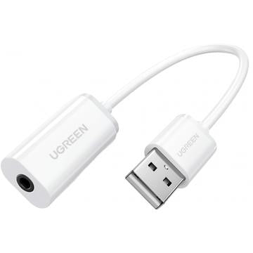 Ugreen US206 USB-A til 3.5mm lydadapter - hvid