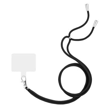 Universal Crossbody-telefonsnor med patch-justerbar skulderstrop Mobiltelefon-halsstrop - sort