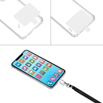Universal Crossbody-telefonsnor med patch-justerbar skulderstrop Mobiltelefon-halsstrop - sort