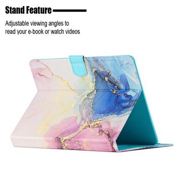 Universal Marble Pattern Folioetui til Tablet - 10" - Pink / Blå