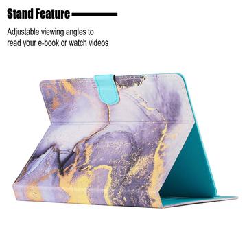 Universal folioetui til tablet med marmormønster - 10" - lilla