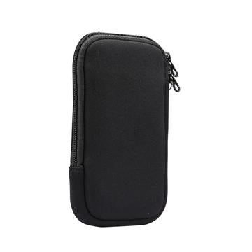 Universel mobiltelefonhylster i nylon med lynlås og snor - 4.7-5.4" - Sort