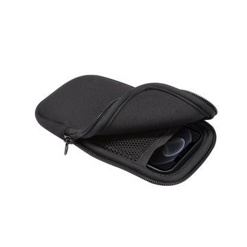 Universel mobiltelefonhylster i nylon med lynlås og snor - 4.7-5.4" - Sort