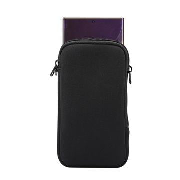Universel mobiltelefonetui i nylon med lynlås og snor - 6.7–6.9" - Sort