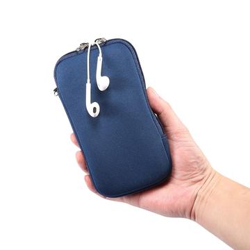Universel mobiltelefonhylster i nylon med lynlås og snor - 6.7-6.9" - Blå