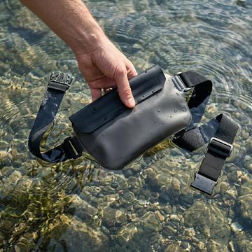 Universel vandtæt bæltetaske med justerbar rem - 7" - sort