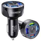 QC3.0 Hurtig Biloplader BK-358 - 4 x USB - Sort