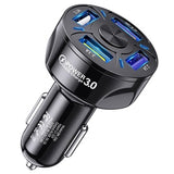 QC3.0 Hurtig Biloplader BK-358 - 4 x USB - Sort