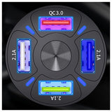 QC3.0 Hurtig Biloplader BK-358 - 4 x USB - Sort