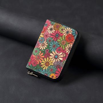V16 Magnetisk kortholder med lynlås - MagSafe-kompatibel - farverige blomster