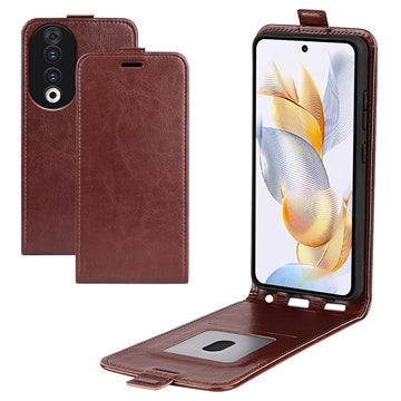 Honor 90 Vertikal Flip Taske med Kortholder - Brun