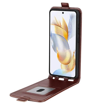 Honor 90 Vertikal Flip Taske med Kortholder - Brun