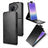 Huawei Pura 90 lodret flip-etui med stativ - sort