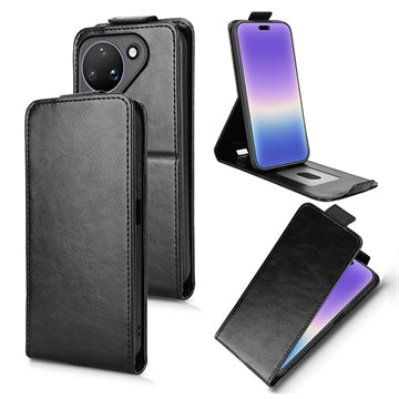 Huawei Pura 90 lodret flip-etui med stativ - sort
