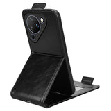 Huawei Pura 90 lodret flip-etui med stativ - sort