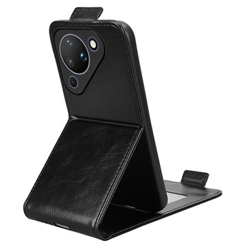 Huawei Pura 90 lodret flip-etui med stativ - sort