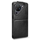 Huawei Pura 90 lodret flip-etui med stativ - sort