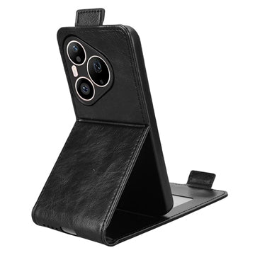 Huawei Pura 90 Pro Max lodret flip-etui med stativ - sort