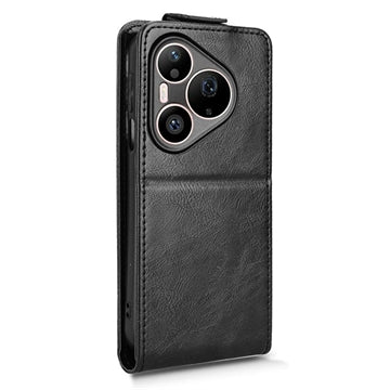 Huawei Pura 90 Pro Max lodret flip-etui med stativ - sort