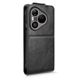 Huawei Pura 90 Pro Max lodret flip-etui med stativ - sort