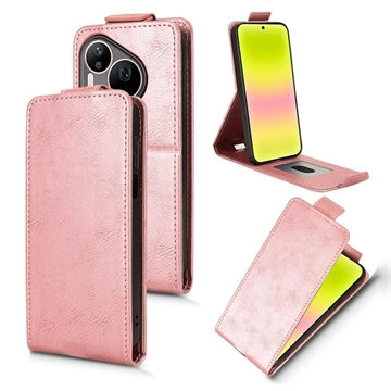 Huawei Pura 90 Pro Max lodret flip-etui med stativ - rosaguld