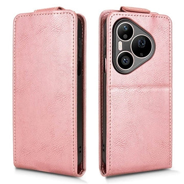 Huawei Pura 90 Pro Max lodret flip-etui med stativ - rosaguld
