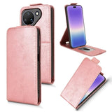 Huawei Pura 90 lodret flip-etui med stativ - rosaguld
