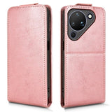 Huawei Pura 90 lodret flip-etui med stativ - rosaguld