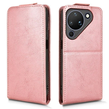 Huawei Pura 90 lodret flip-etui med stativ - rosaguld
