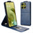 Motorola Moto G86 lodret flip-etui med stativ - Mørkeblå
