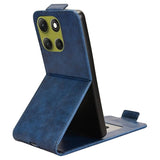 Motorola Moto G86 lodret flip-etui med stativ - Mørkeblå