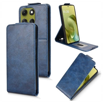 Motorola Moto G86 lodret flip-etui med stativ - Mørkeblå