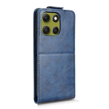 Motorola Moto G86 lodret flip-etui med stativ - Mørkeblå