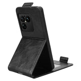 Sony Xperia 1 VIII lodret flip-etui med stativ - sort
