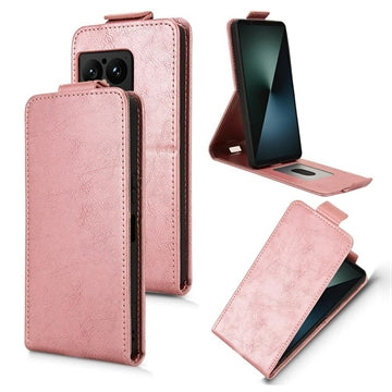Sony Xperia 1 VIII lodret flip-etui med stativ - rosaguld