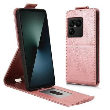 Sony Xperia 1 VIII lodret flip-etui med stativ - rosaguld