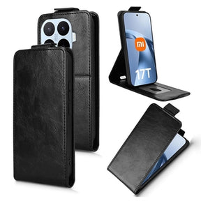 Xiaomi 17T Pro lodret flip-etui med stativ - sort
