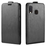 Samsung Galaxy A20e Vertikal Flip Taske med Kortholder - Sort