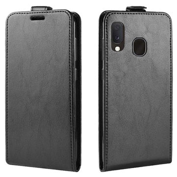 Samsung Galaxy A20e Vertikal Flip Taske med Kortholder - Sort