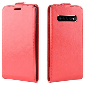 Samsung Galaxy S10 5G Vertikal Flip Cover med Kortholder - Rød