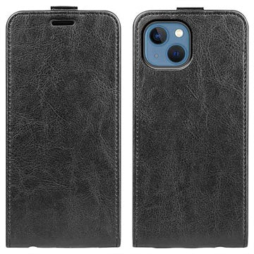 iPhone 14 Vertikal Flip Cover med Kortholder - Sort